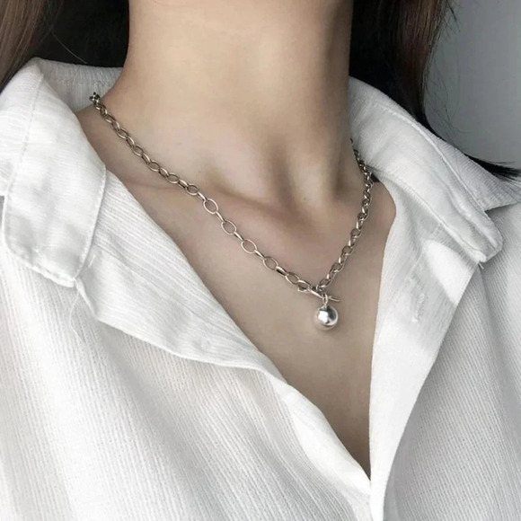 925 Sterling Silver Chunky Toggle Chain Necklace - Picture 2 of 7